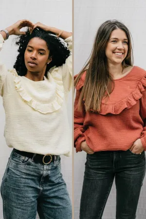 Duo de blouses d'allaitement Bohémilk (milk & terracotta)