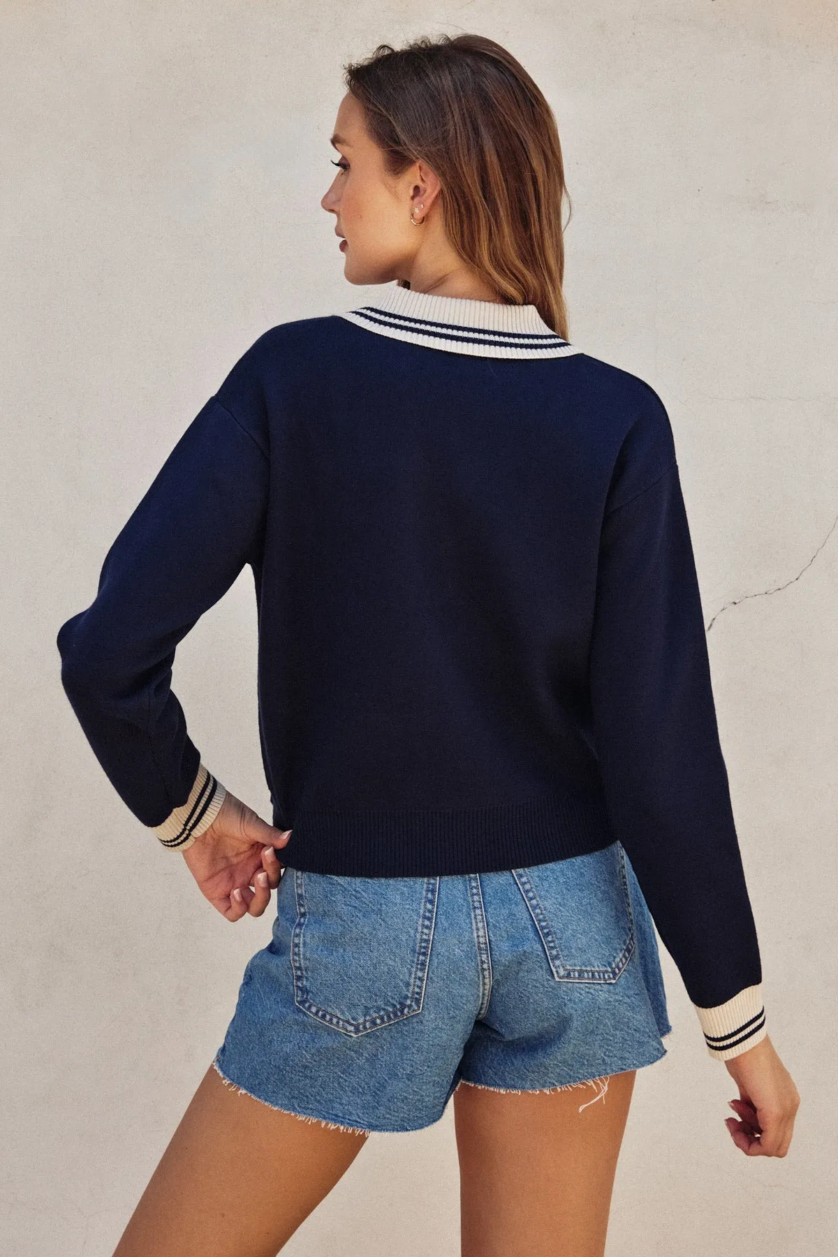 Dyllan Contrast Striped Knitted Jacket