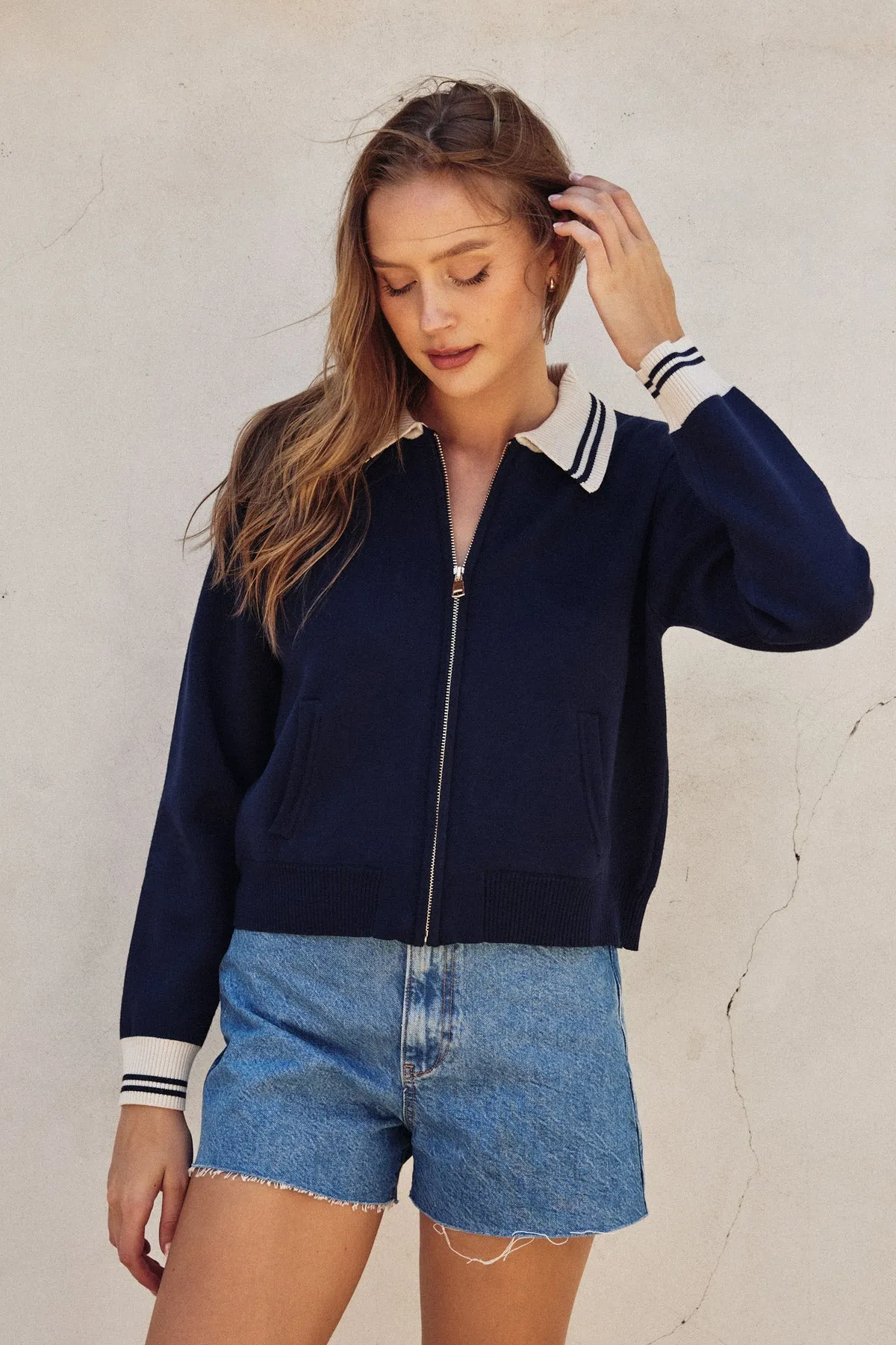 Dyllan Contrast Striped Knitted Jacket