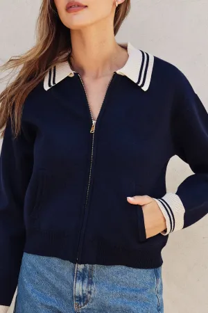 Dyllan Contrast Striped Knitted Jacket