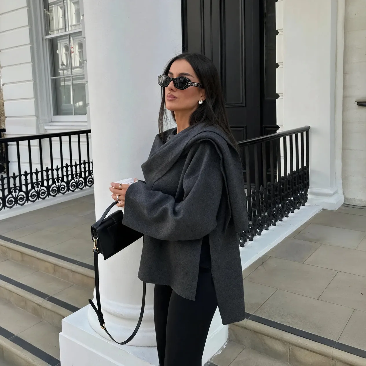 Elegant Drape Collar Outerwear