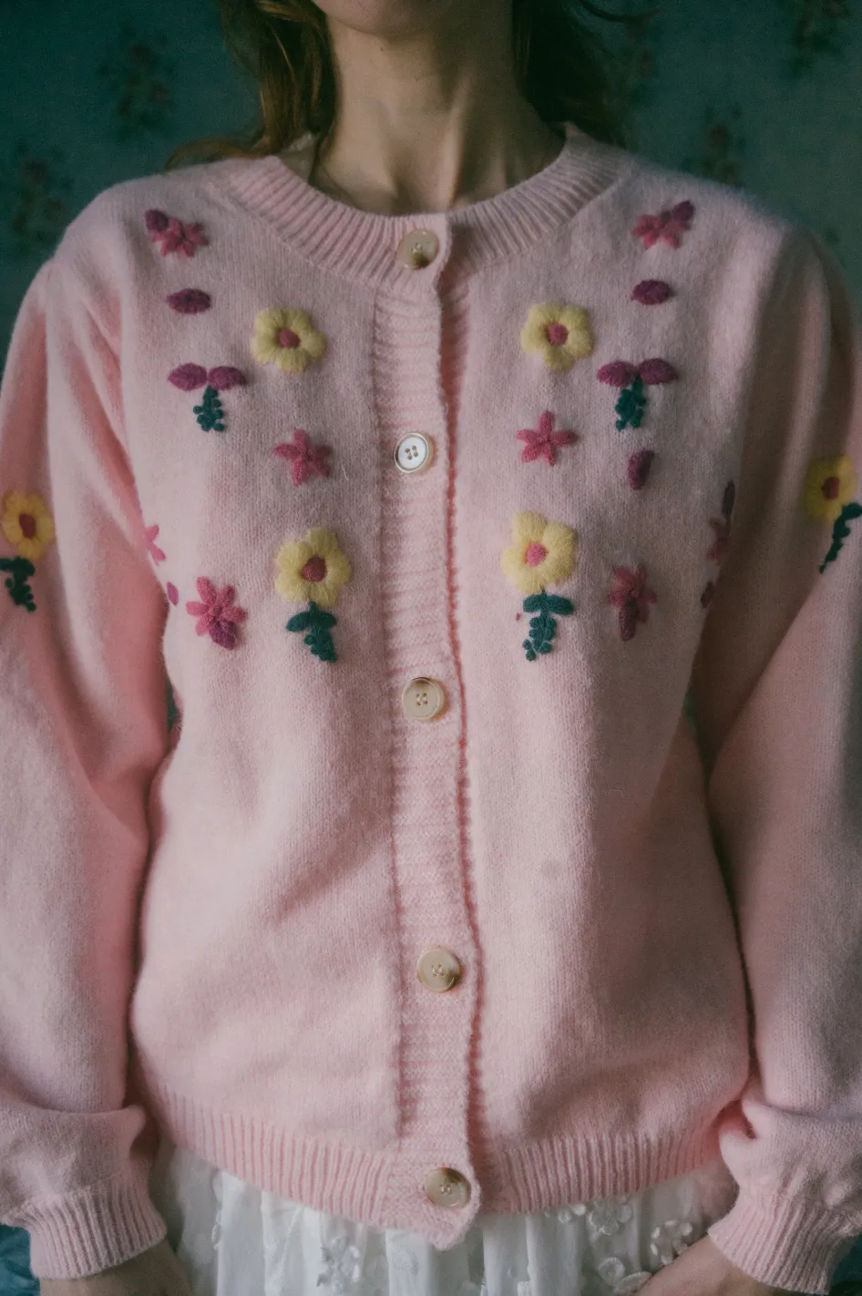 Elena Cardigan in Pink Peony Garden