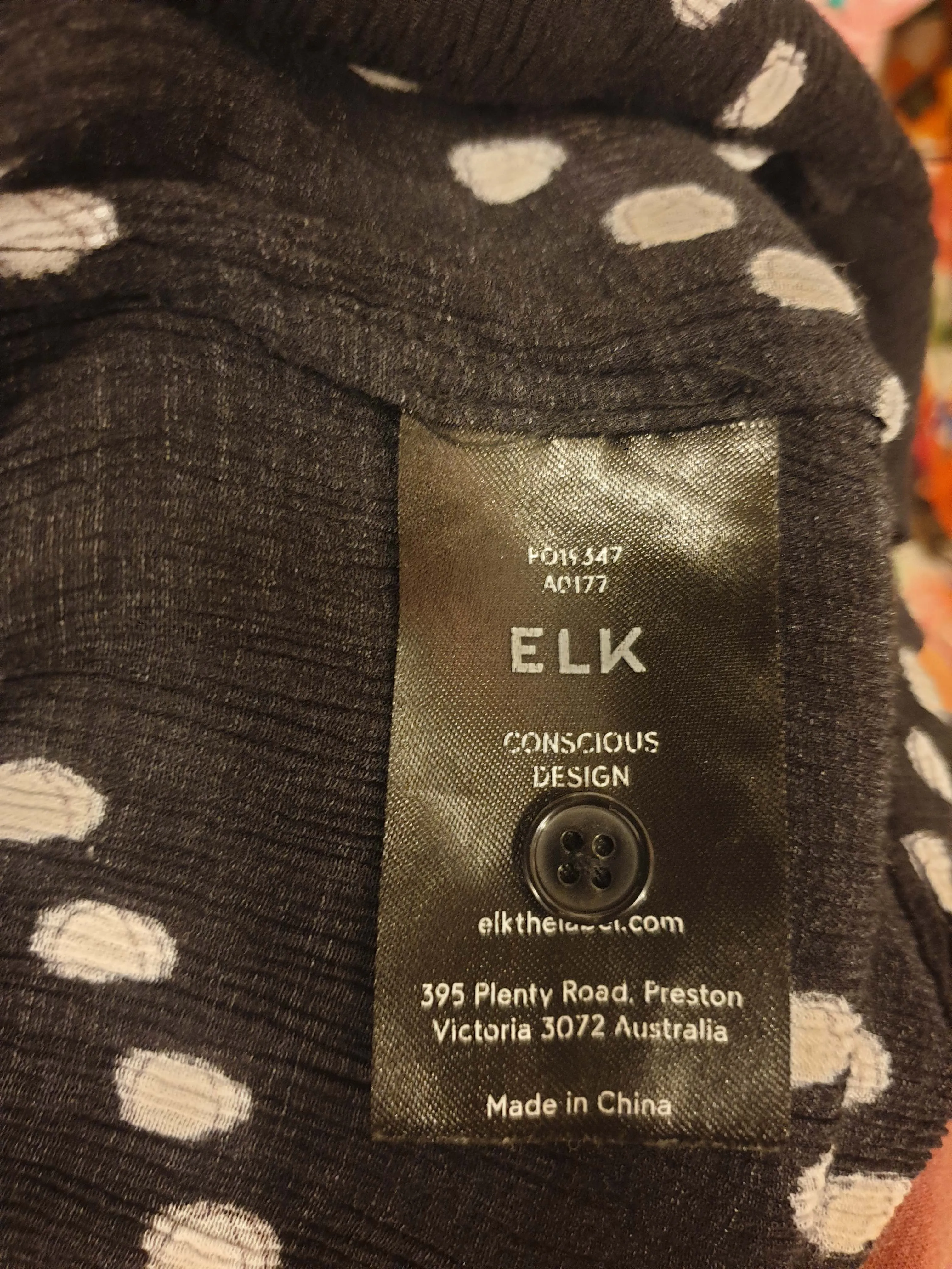 Elk black crepe polka dot maxi dress size ML