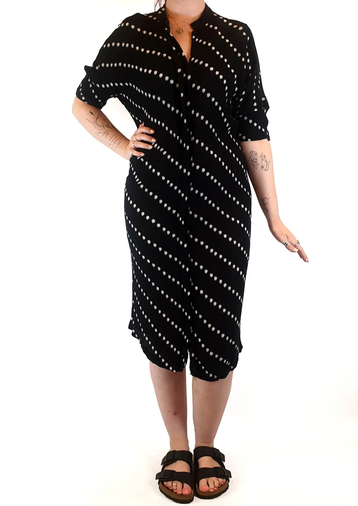 Elk black crepe polka dot maxi dress size ML