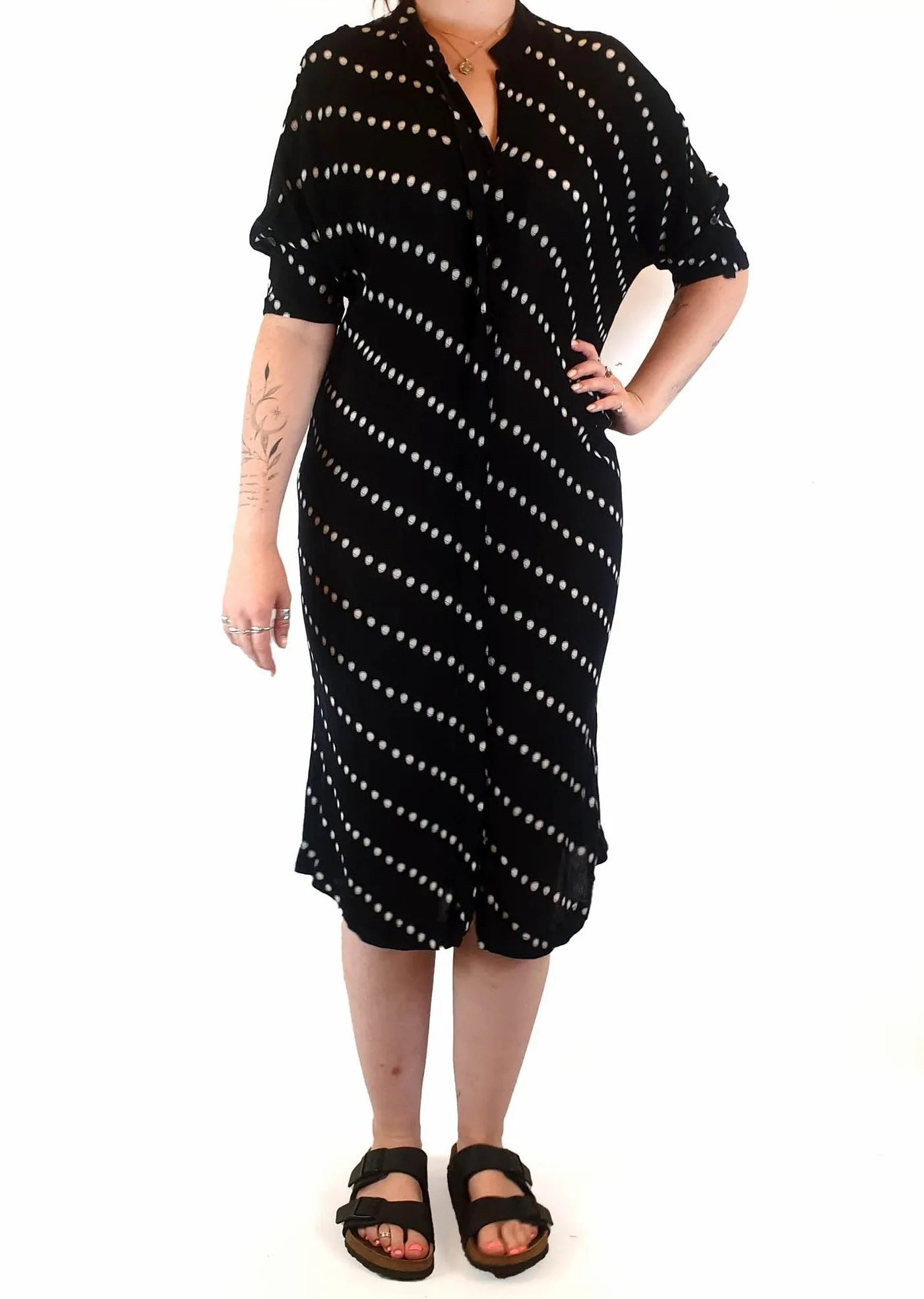 Elk black crepe polka dot maxi dress size ML