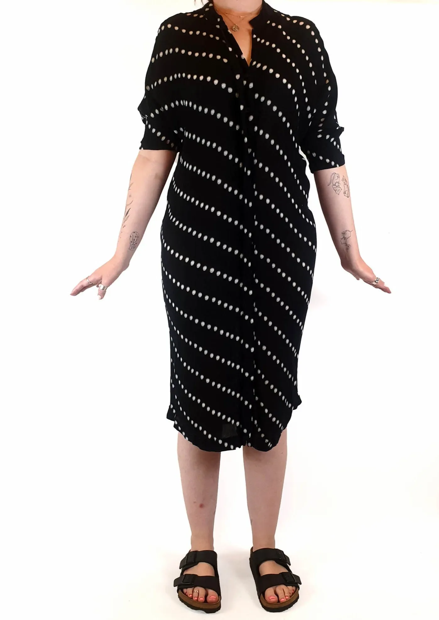 Elk black crepe polka dot maxi dress size ML