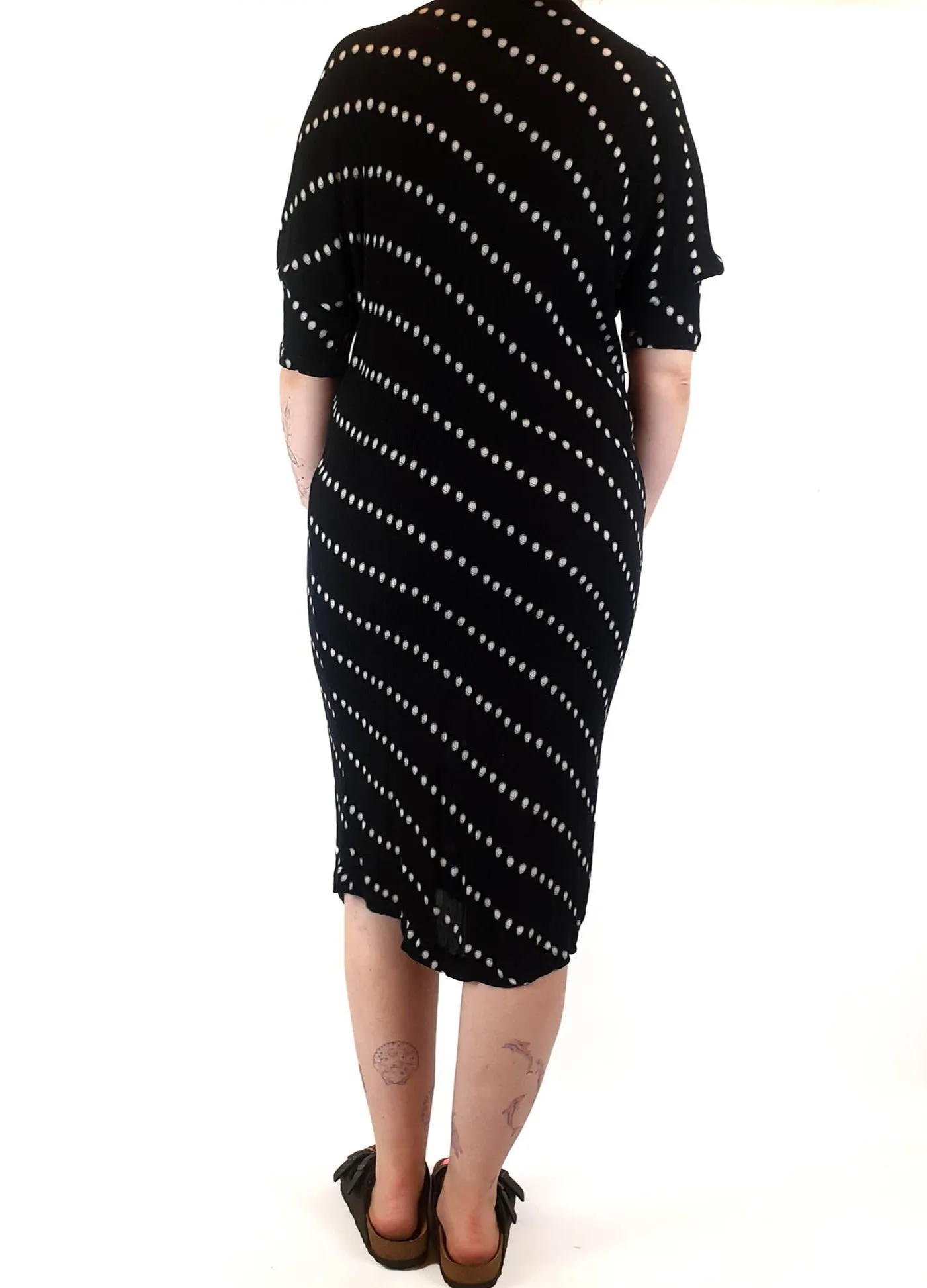 Elk black crepe polka dot maxi dress size ML