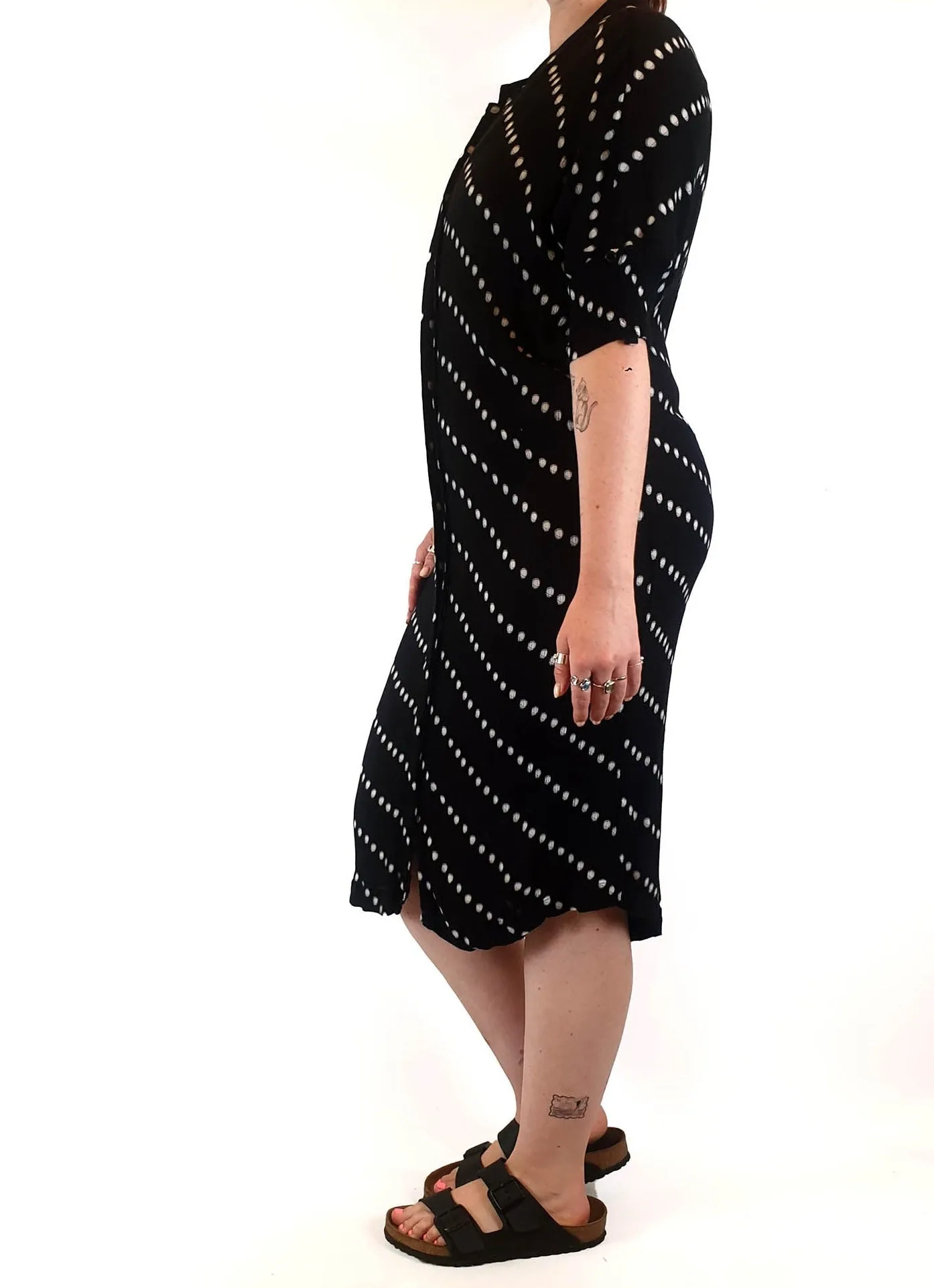 Elk black crepe polka dot maxi dress size ML