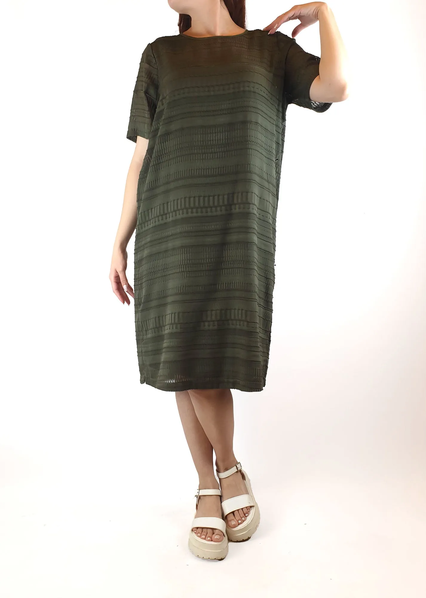 Elk green semi-sheer dress (with slip) size 10