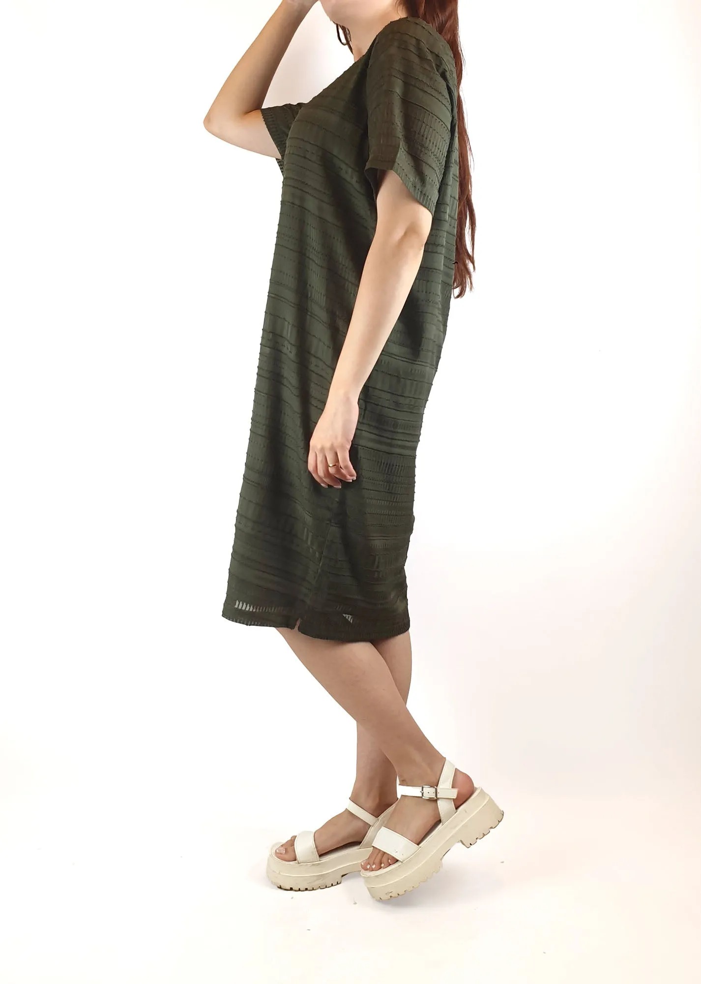 Elk green semi-sheer dress (with slip) size 10