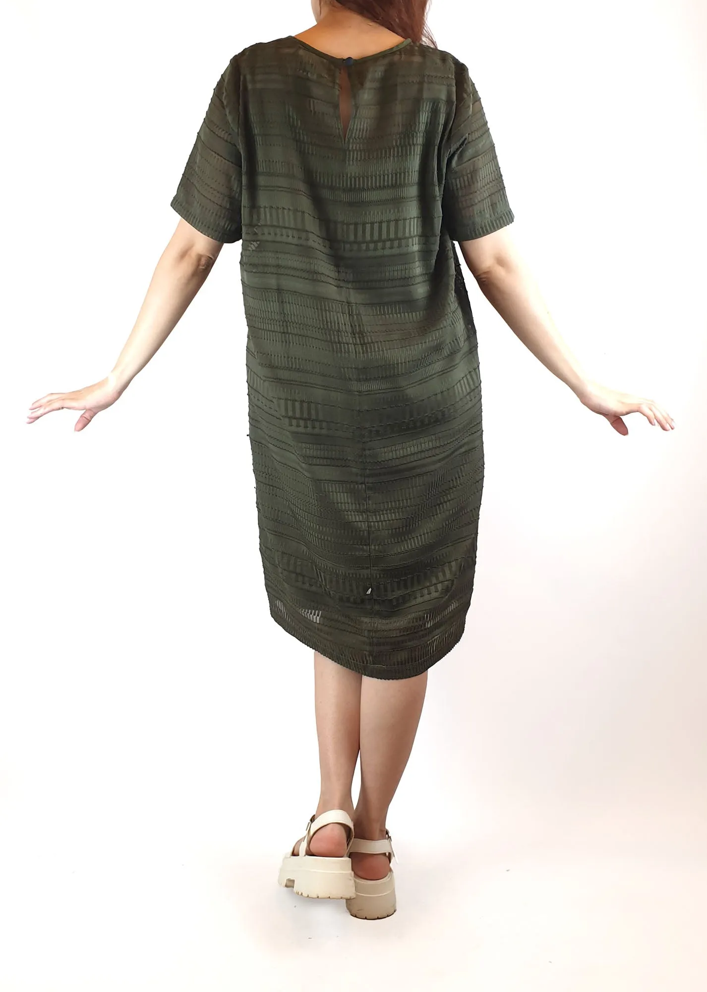 Elk green semi-sheer dress (with slip) size 10