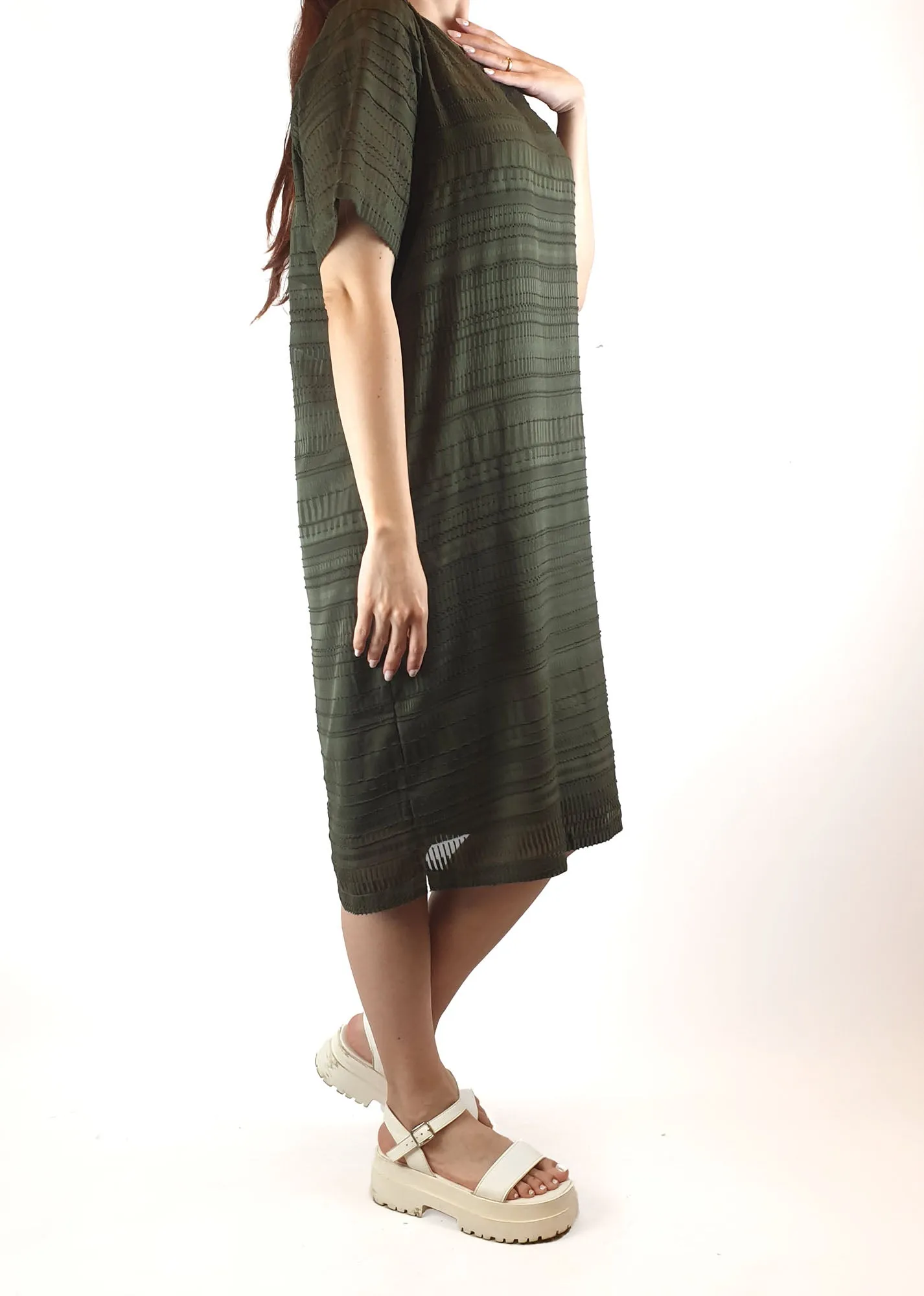 Elk green semi-sheer dress (with slip) size 10