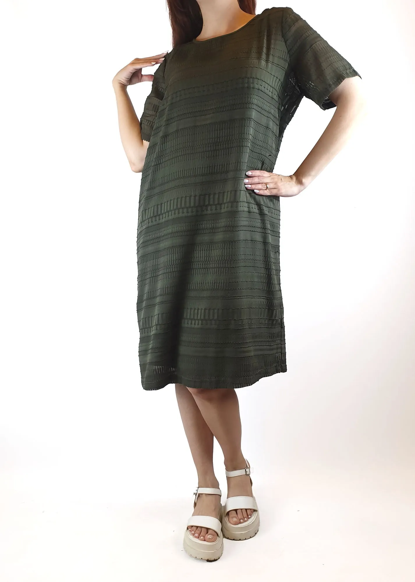 Elk green semi-sheer dress (with slip) size 10