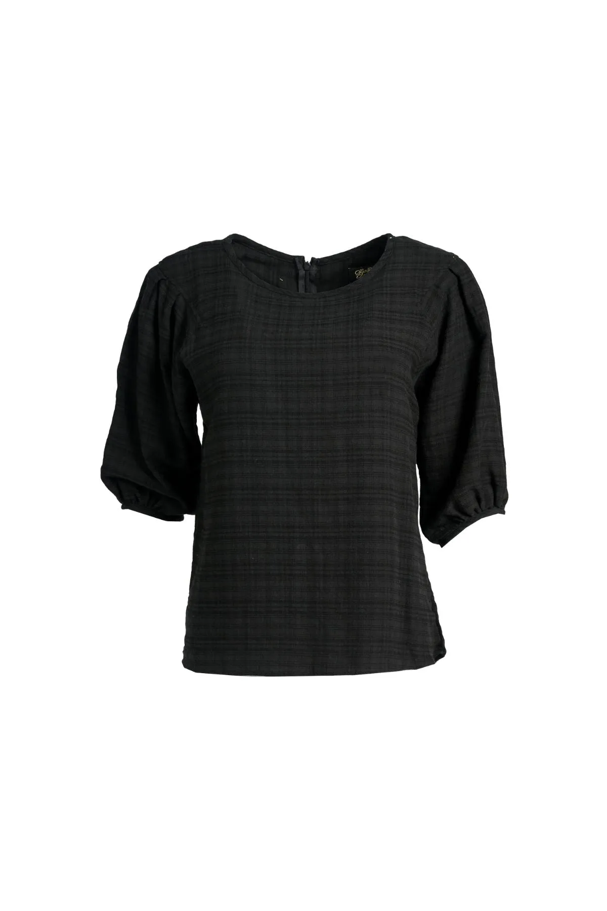 Ella Blouse Black in Brushed Seersucker