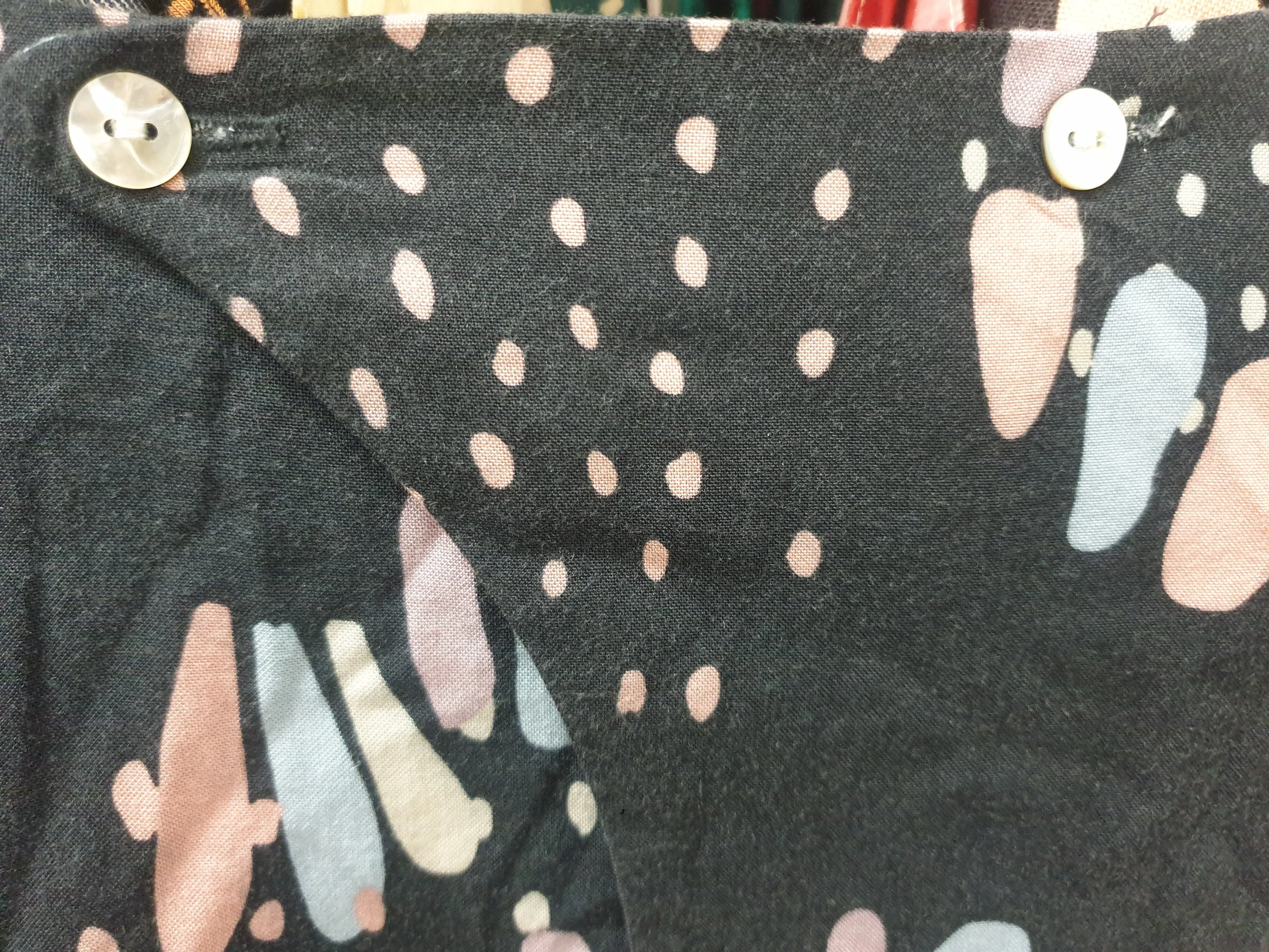 Elm charcoal dress with cute colourful print size 14, best fits 12-14