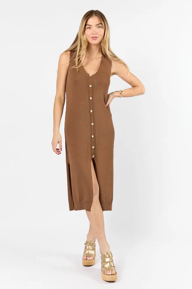 Endless Coastline Chocolate Knit Sweater Dress