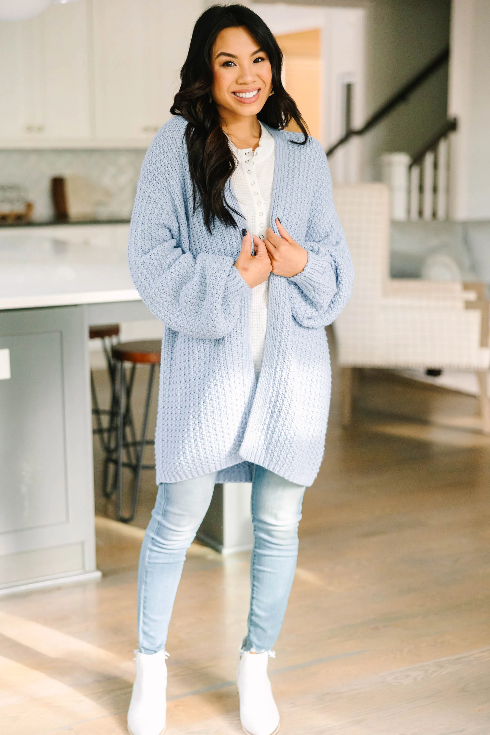 Face The Day Light Blue Cardigan