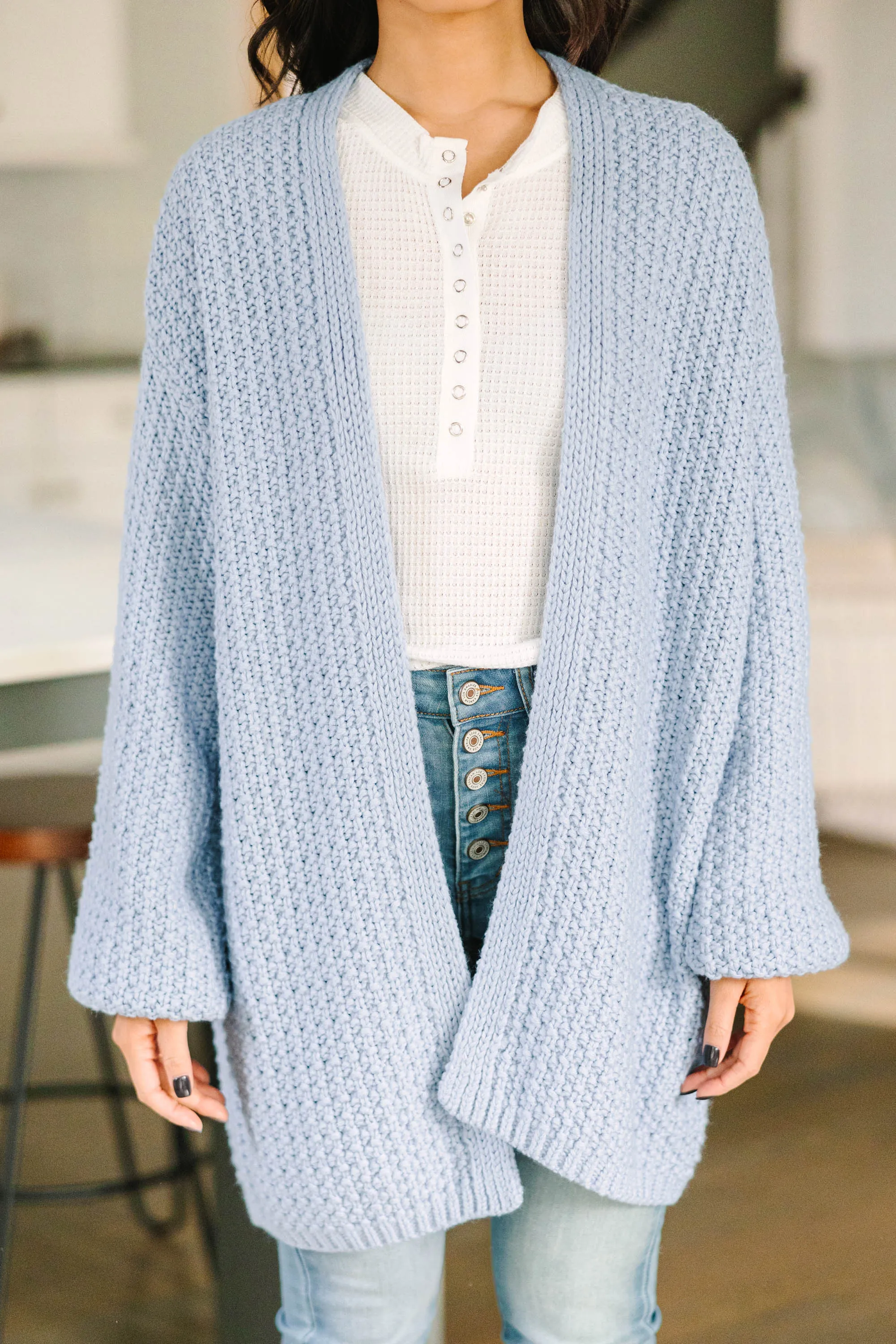 Face The Day Light Blue Cardigan
