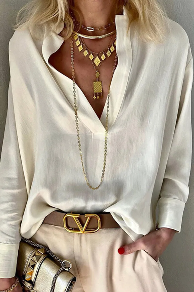 Fashion Solid Color Mandarin Collar Blouses(3 Colors)