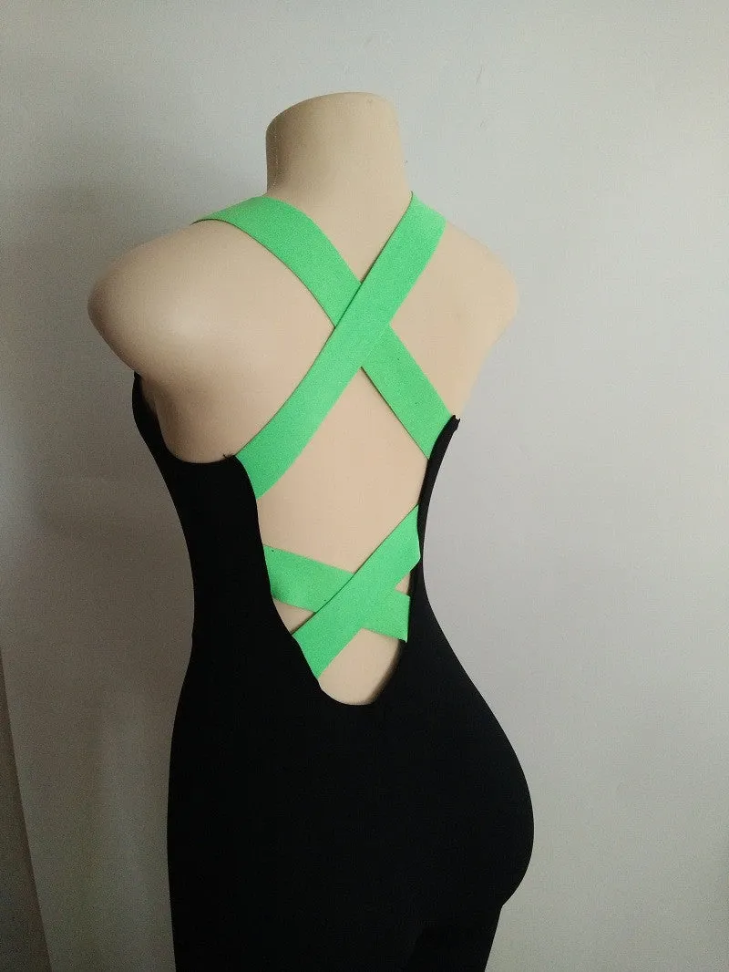 Fashion Women Bandage Stretch Jumpsuit Backless Cross Trousers Ladies Out Wear Plus Size Shealth Slim Jumpsuits