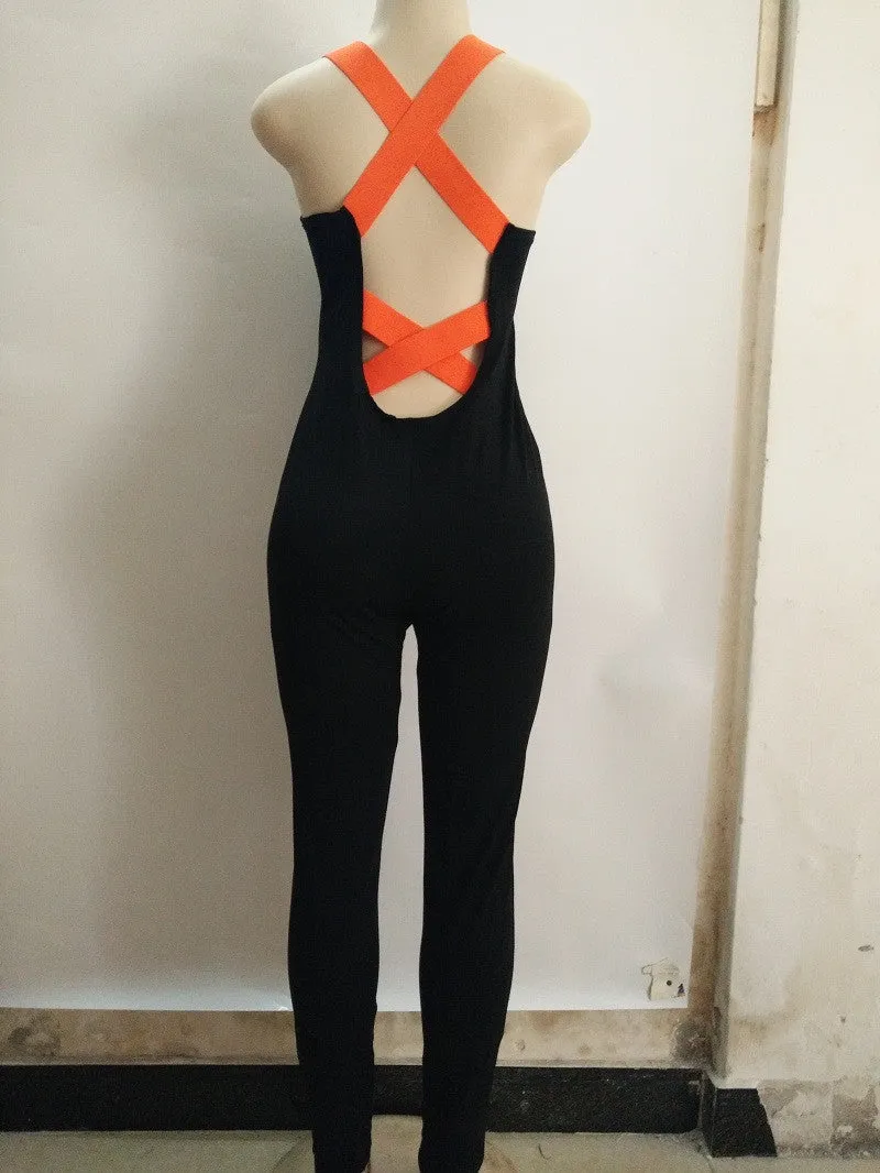 Fashion Women Bandage Stretch Jumpsuit Backless Cross Trousers Ladies Out Wear Plus Size Shealth Slim Jumpsuits