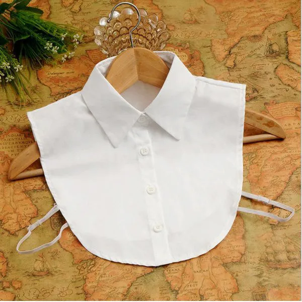 Fashion Women Lady Decor Fake Half Shirt Tops PeterPan Detachable Collar Unisex Tie Blouse