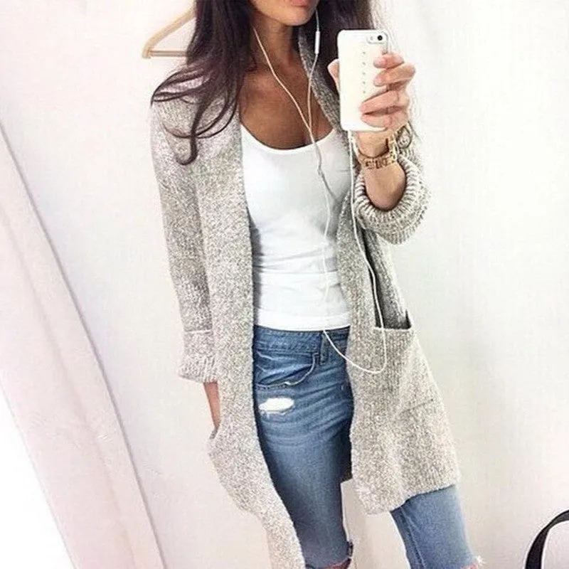 Fashion Women Long Sleeve loose knitting cardigan sweater Womens Knit Female Cardigan pull