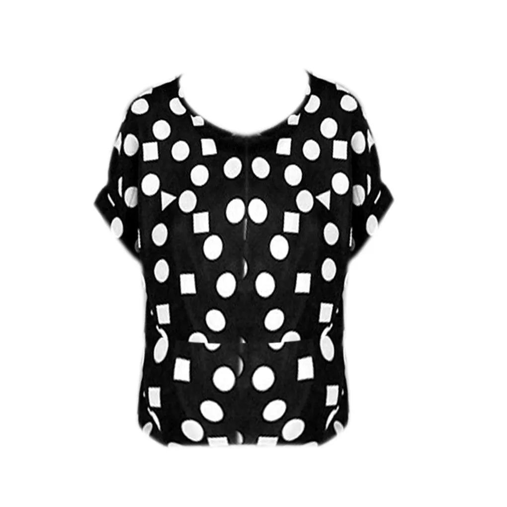 fashion Women Print Chiffon Shirt Vintage Batwing Sleeve casual T Shirts Tops
