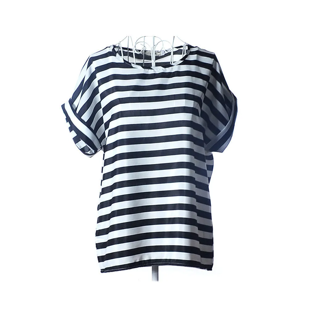 fashion Women Print Chiffon Shirt Vintage Batwing Sleeve casual T Shirts Tops