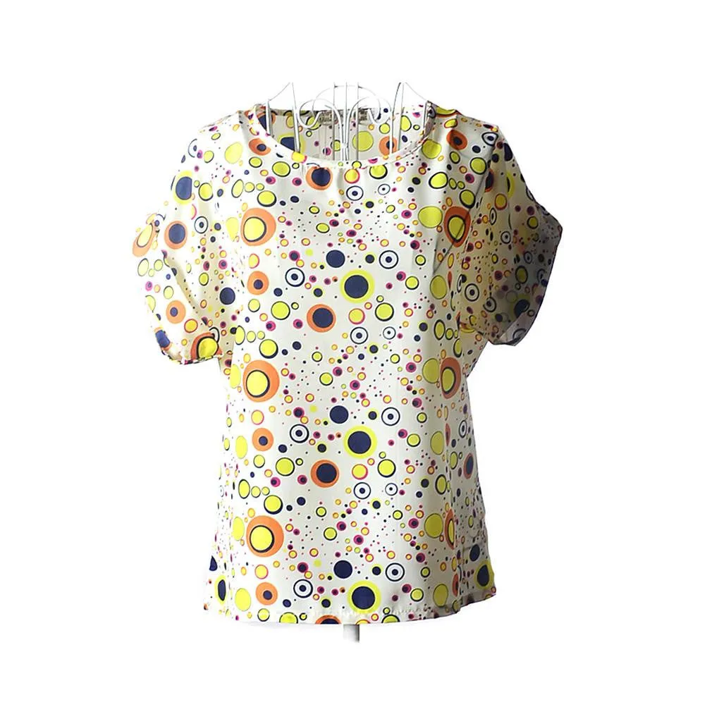 fashion Women Print Chiffon Shirt Vintage Batwing Sleeve casual T Shirts Tops