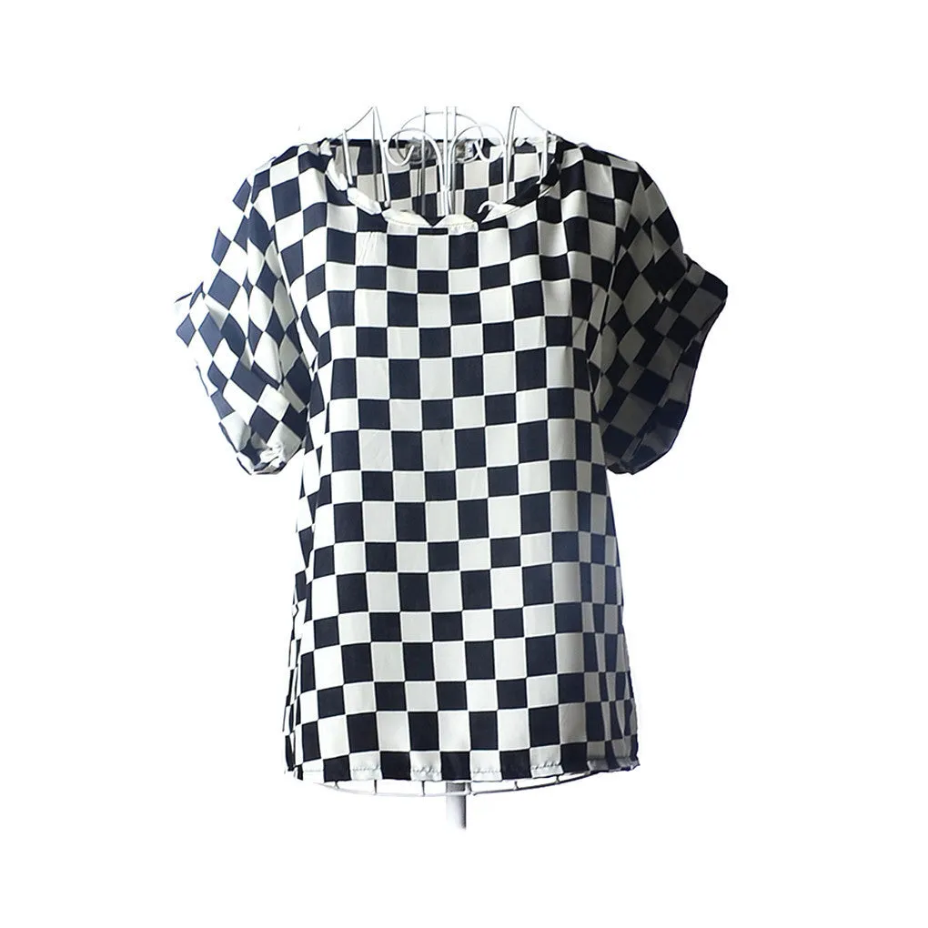 fashion Women Print Chiffon Shirt Vintage Batwing Sleeve casual T Shirts Tops