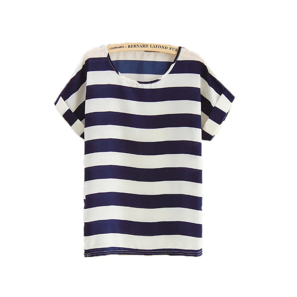fashion Women Print Chiffon Shirt Vintage Batwing Sleeve casual T Shirts Tops