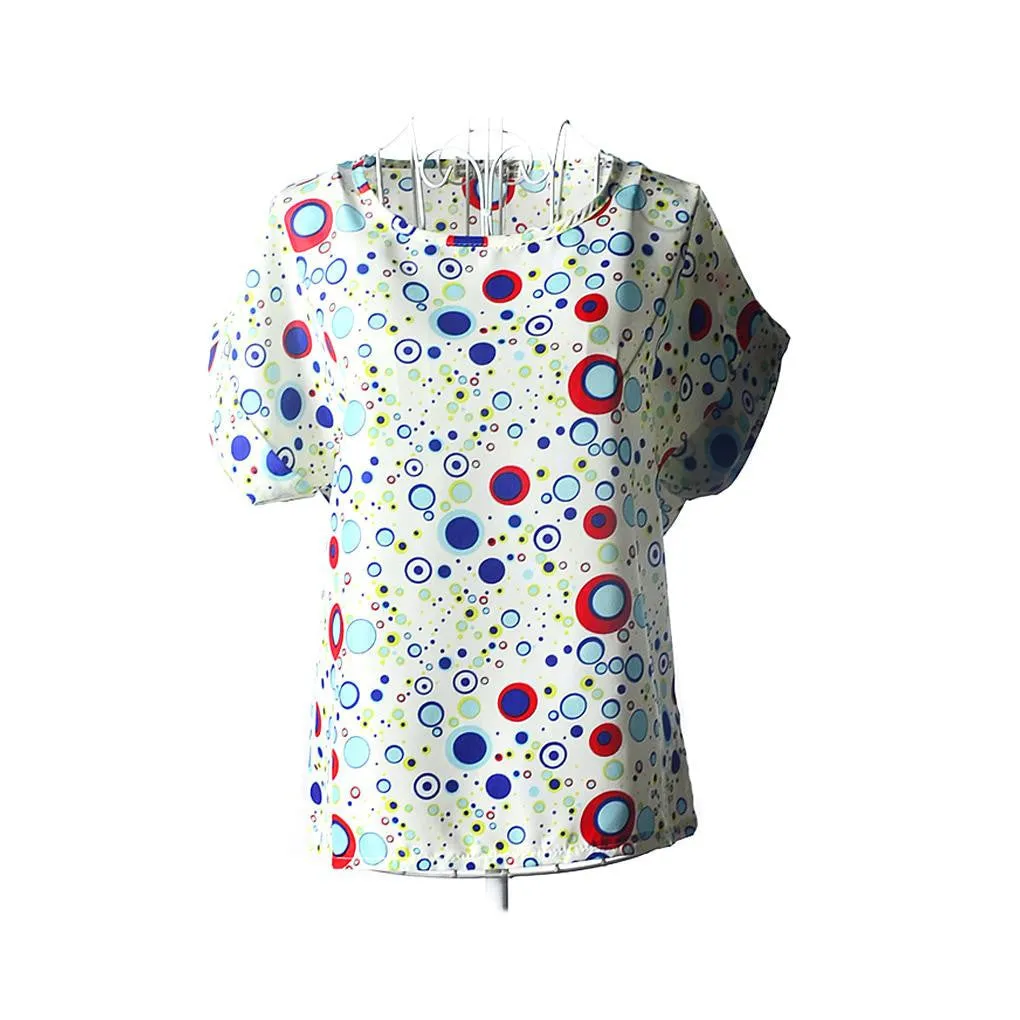 fashion Women Print Chiffon Shirt Vintage Batwing Sleeve casual T Shirts Tops