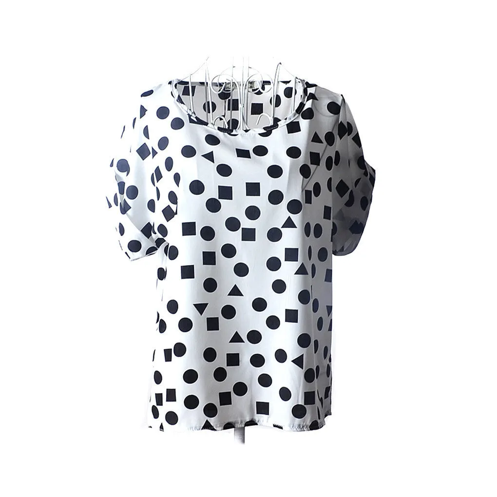 fashion Women Print Chiffon Shirt Vintage Batwing Sleeve casual T Shirts Tops
