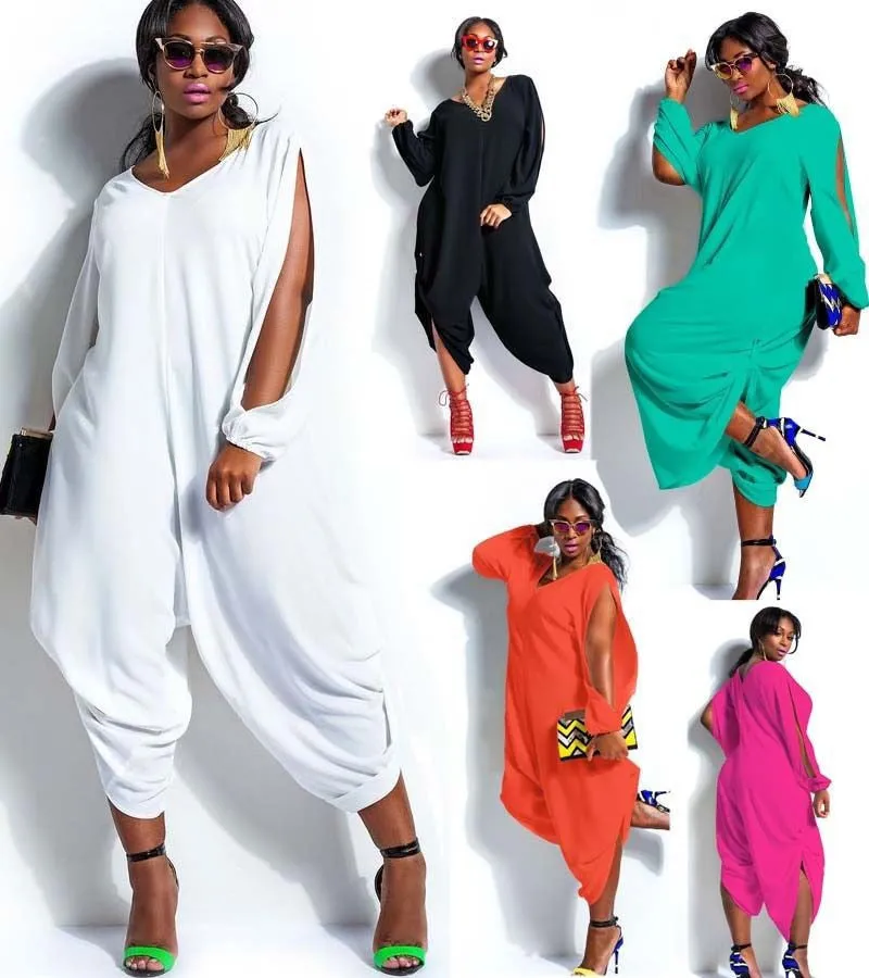 Fashion Womens Long Sleeve Romper Baggy Harem Jumpsuit Playsuit Plus Size 5 Colors