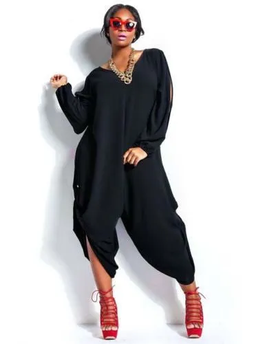 Fashion Womens Long Sleeve Romper Baggy Harem Jumpsuit Playsuit Plus Size 5 Colors
