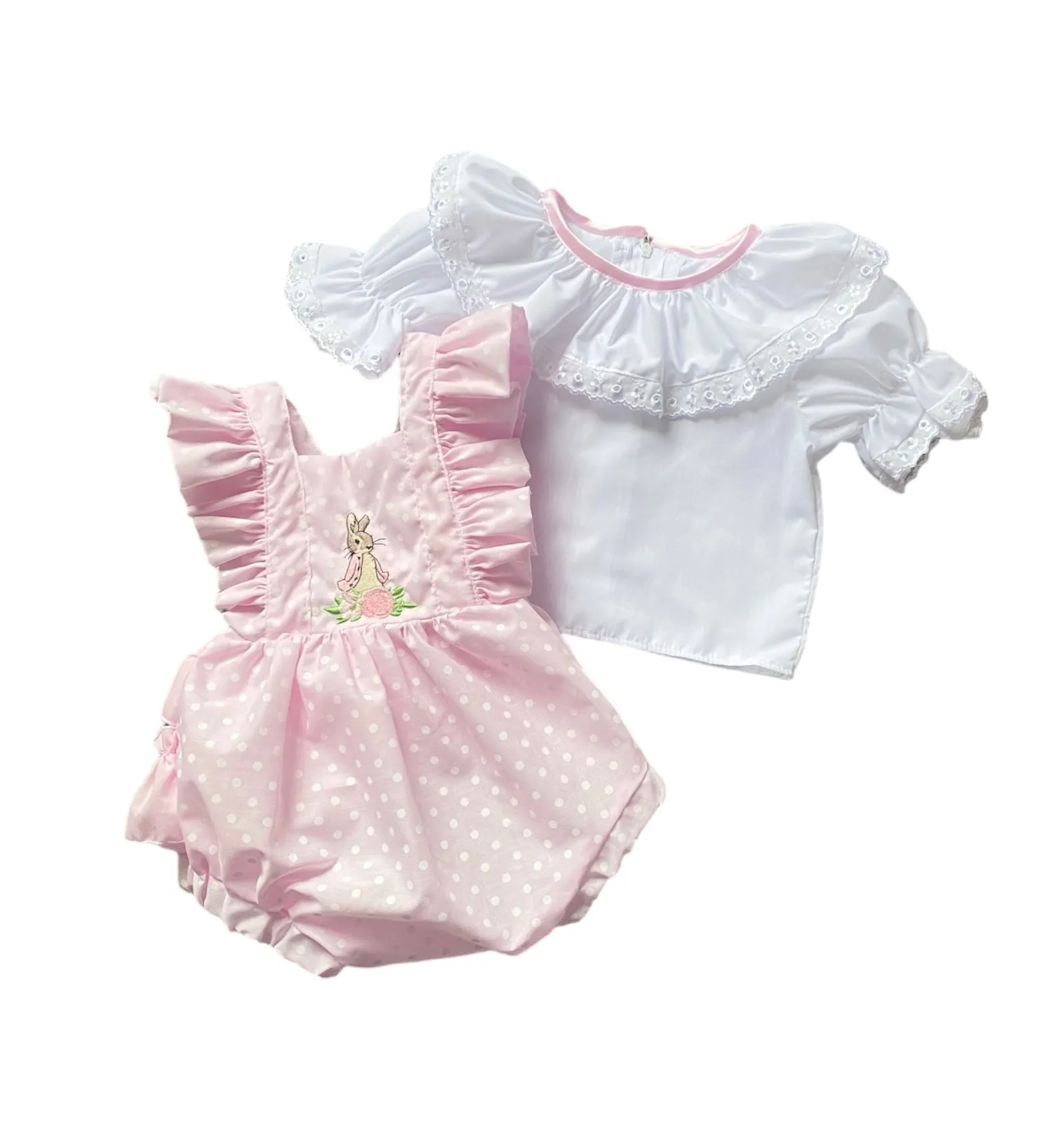 Flopsy Bunny Two Piece spanish style Frilly Romper & Peter pan frilled collat top  Outfit REDUCED