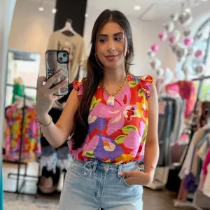 Floral Fiesta Printed Sleeveless Top