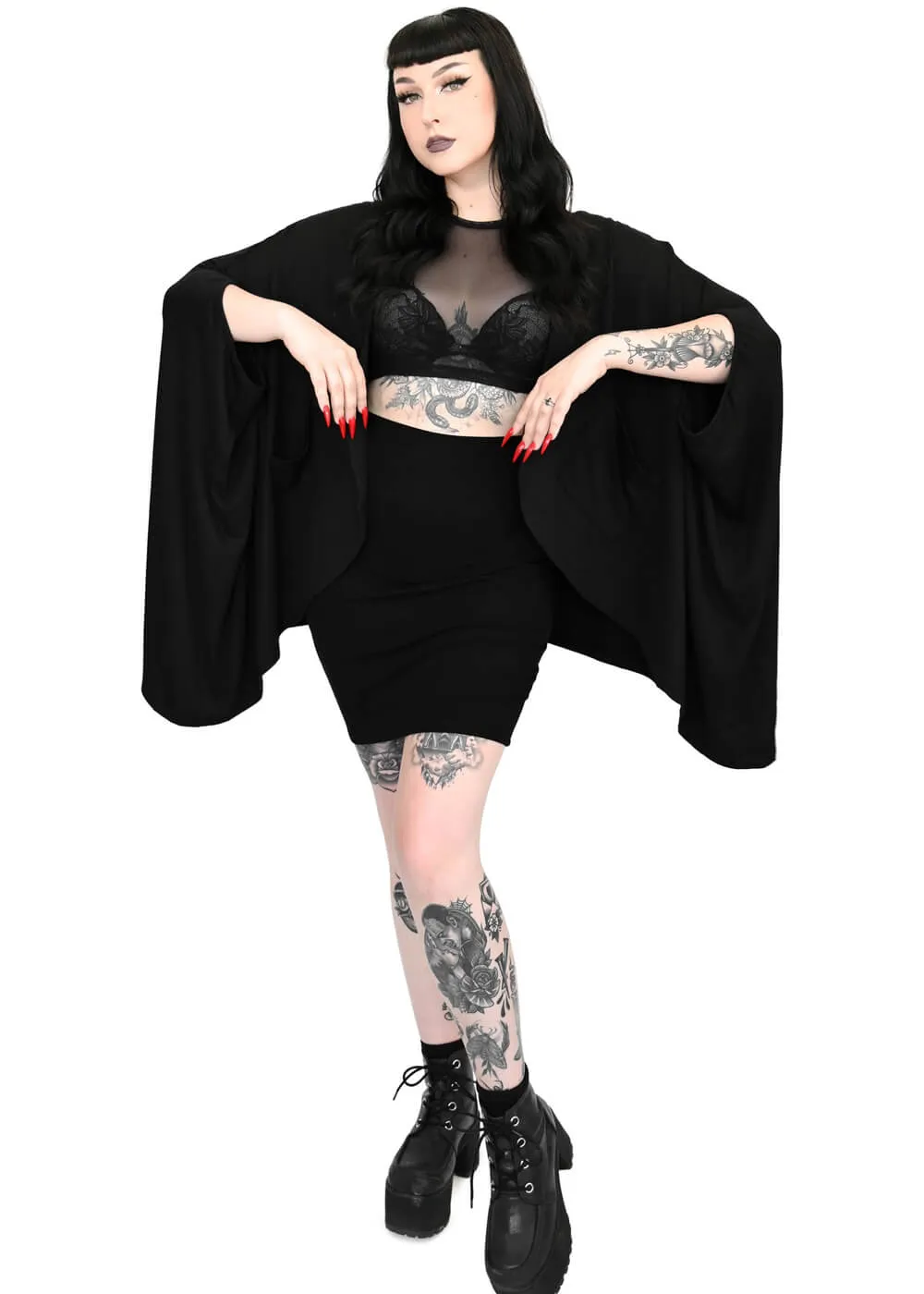 Foxblood Batty Oversized Cardigan Black