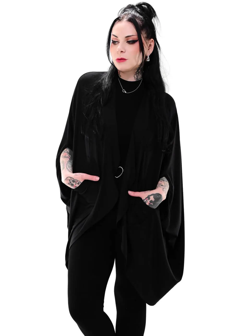 Foxblood Batty Oversized Cardigan Black