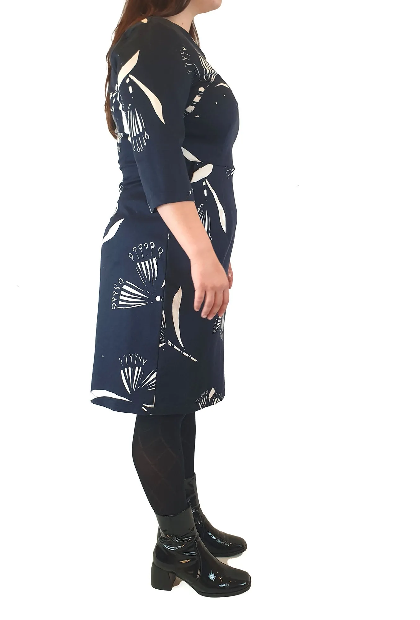 Frock Me Out navy print half length sleeve dress size 16
