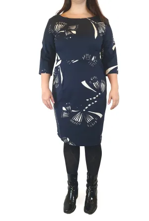 Frock Me Out navy print half length sleeve dress size 16