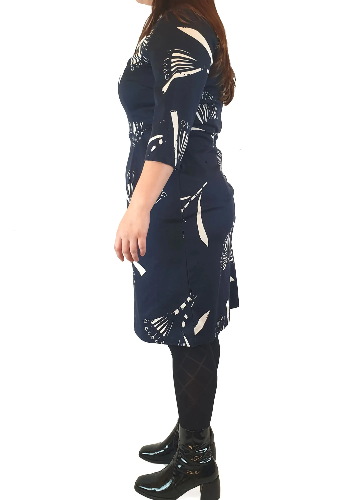 Frock Me Out navy print half length sleeve dress size 16