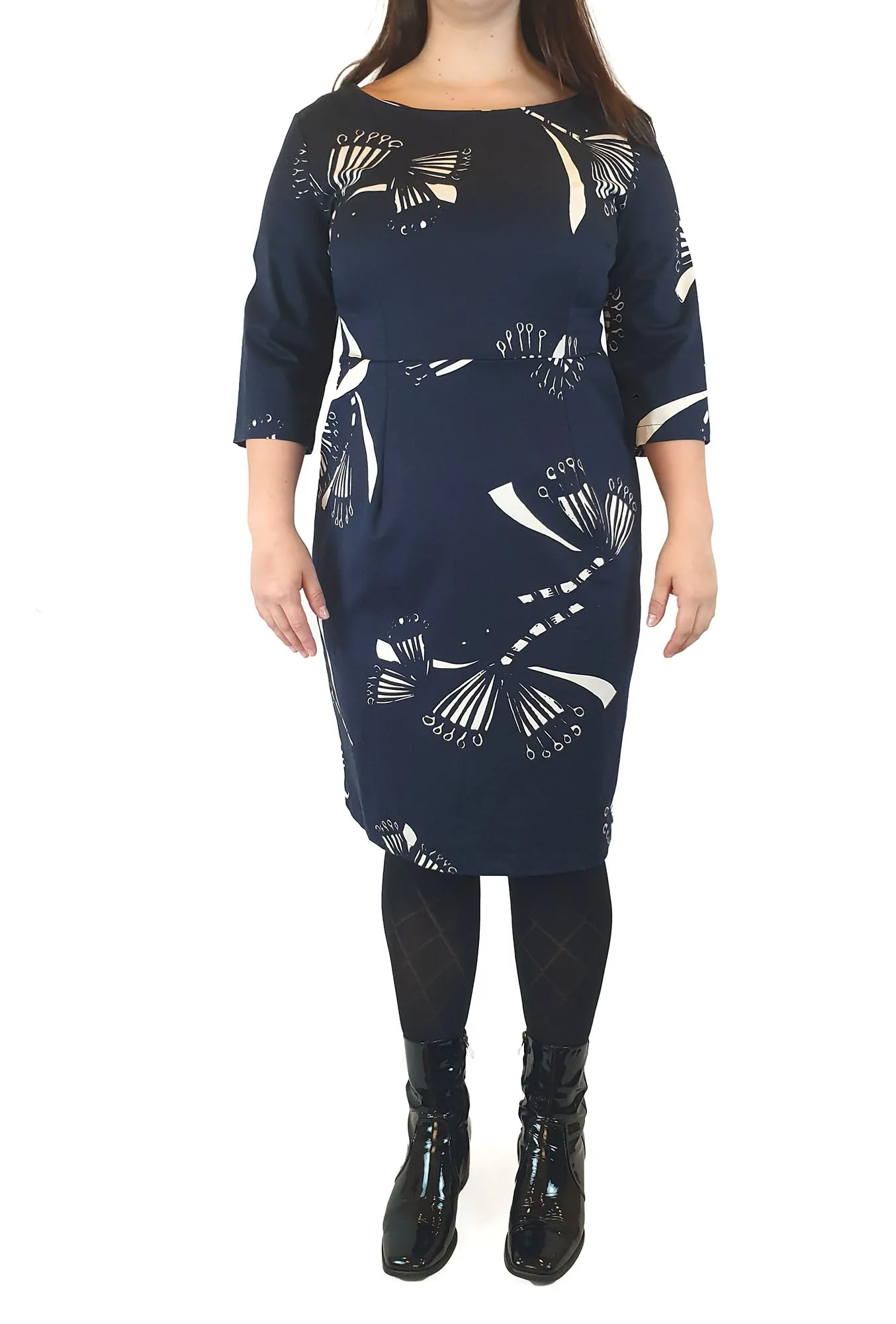 Frock Me Out navy print half length sleeve dress size 16