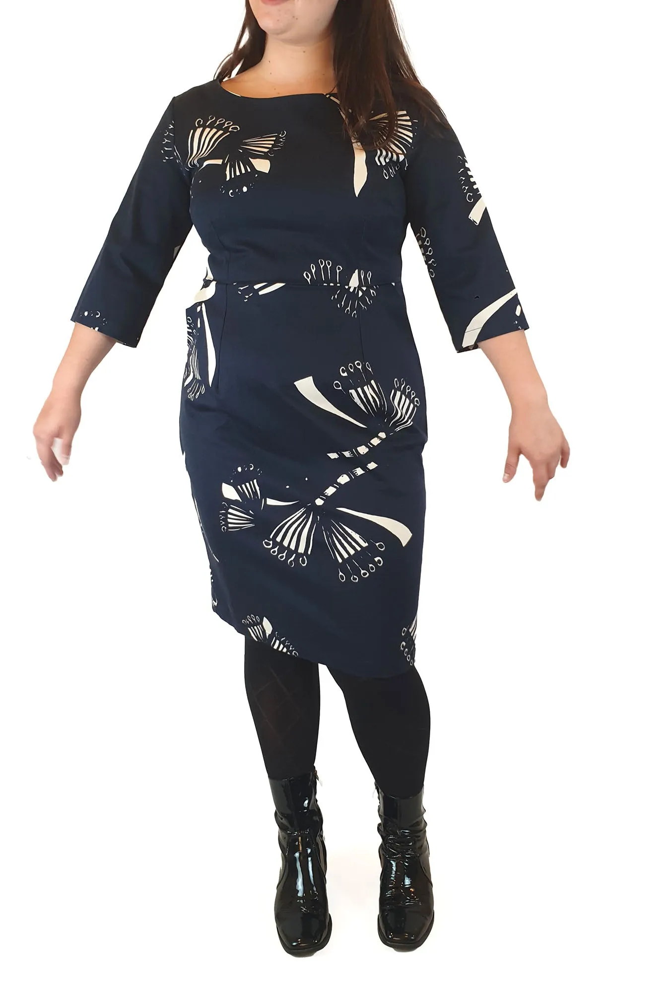 Frock Me Out navy print half length sleeve dress size 16