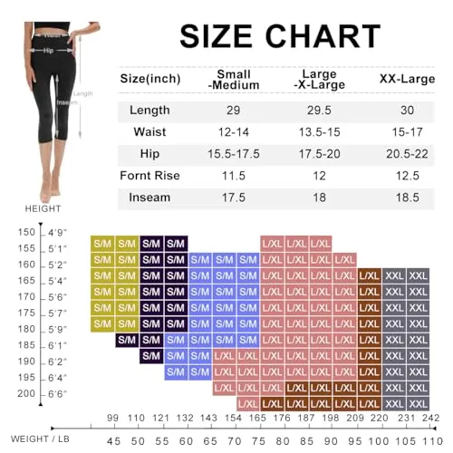 GAYHAY High Waisted Capri Leggings for Women - Soft Slim Tummy Control - Exercise Pants for Running Cycling Yoga Workout