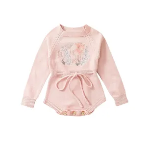 Girls Sweater One-piece Knit Romper