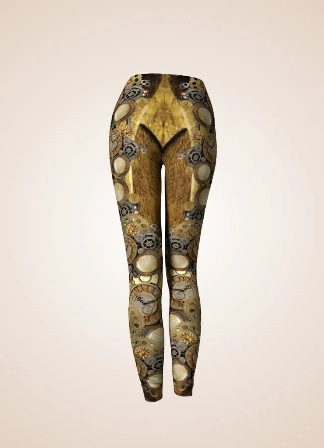 Gold Steampunk Gear Legging