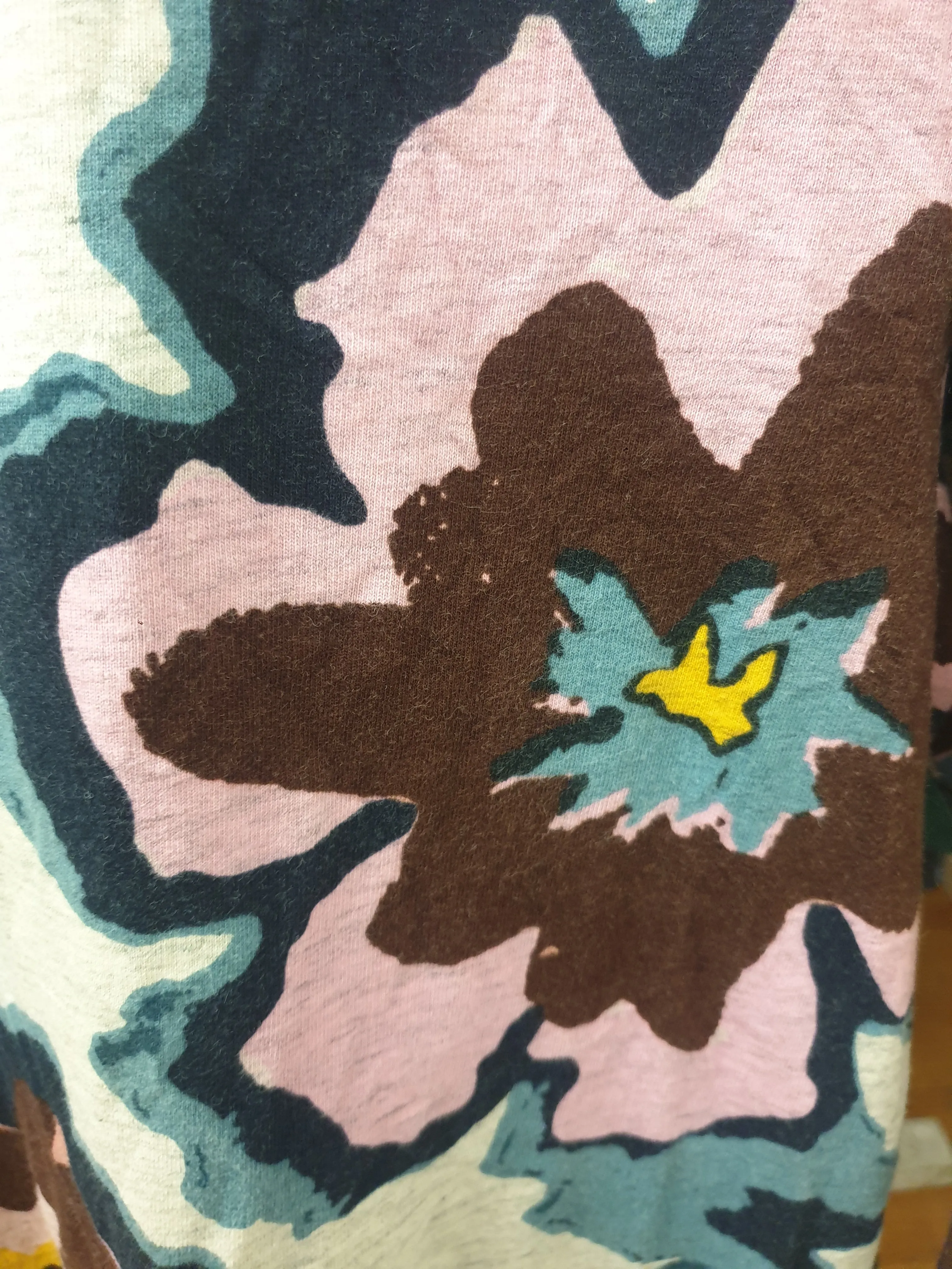Gorman grey long sleeve tee shirt dress with  large flower print size 14, best fits 12-14