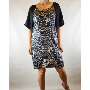 Gorman multi coloured print dress with black sleeves size 8